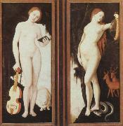Hans Baldung Grien allegories of music and prudence oil painting on canvas